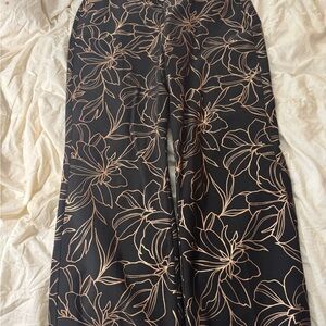 Chico's Black and Gold Leaf Pattern Pants